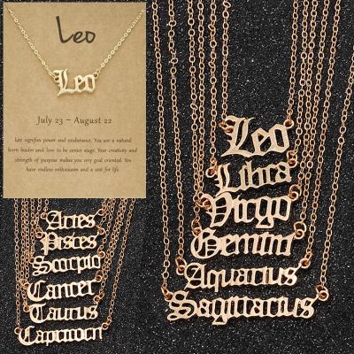 China High Quality Vintage Alphabet 12 Constellations Clavicle Map Chain Collar Necklace Fashion Jewelry Gold Short Plated Necklace For Women for sale