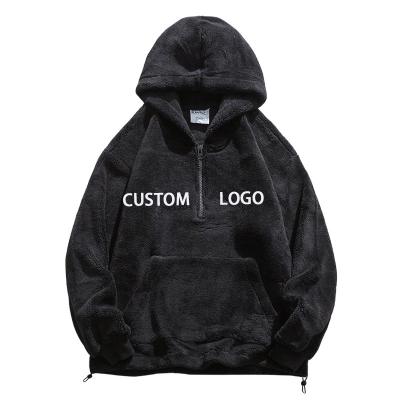 China Anti-wrinkle OEM 100 cotton Factory Wholesale Heavy Fuzzy Fleece Half Zip Neck Custom LOGO SIZE COLOR Hoodie For Men for sale