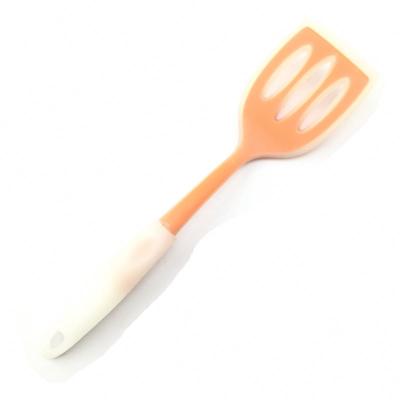 China Kitchen Sustainable Orange Silicone Slotted Spatula With Silicone Handle for sale