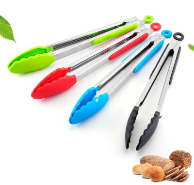 China Viable Non-Stick Silicone Tips Stainless Steel Food Tongs Kitchen Grill Tong Bbq Tong for sale