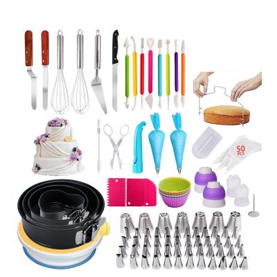 China Sustainable Cake DecorBaking Accessories 140Pcs Cake Turntable Set Cake Decorating Tool Kit for sale