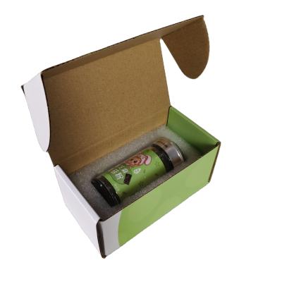 China Recyclable Custom Cardboard Fin Lid Folding E Groove Corrugated Mailer Paper Shipping Box With PE Foam Insert For Glass Bottles for sale