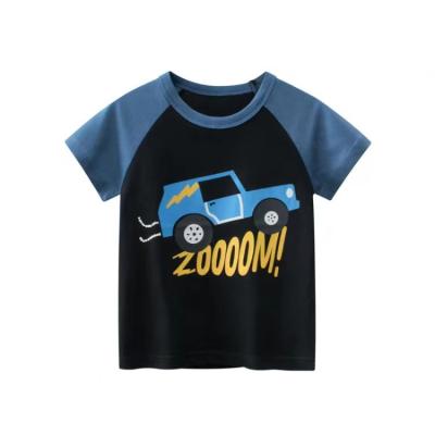 China Wholesale Summer Children's T-shirt Sleeve Shorts Cotton Children's Clothing Boys Clothing 100% Breathable Car Model for sale