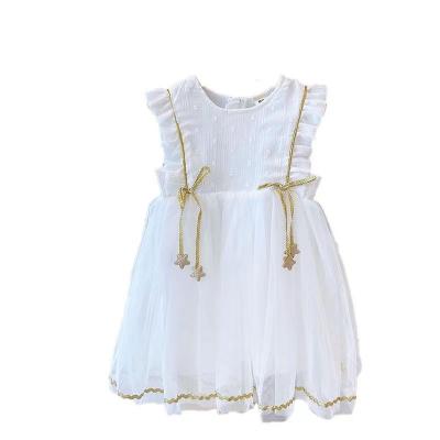 China Hot Selling Fluffy Mesh Skirt Fashion Children's New Summer Breathable Girls Sleeveless Dress for sale