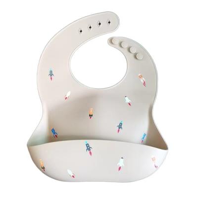 China Factory Wholesale Silicon Kids Eating Food Bibs Silicone Easy Clean Unisex Baby Bib for sale