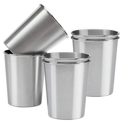 China Disposable Stainless Steel Pint Cups 16 oz Unbreakable Tumblers Drinking Glasses Metal Camping Stackable Cups For Kids Adults Travel for sale