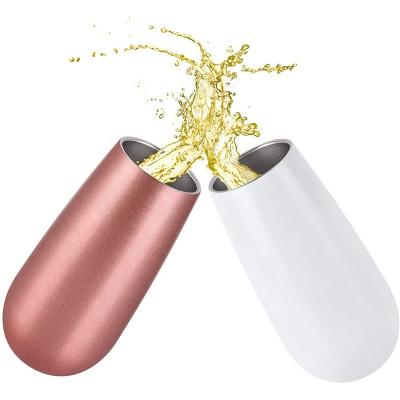 China Viable 6oz Matte Finished Double Walls Stainless Steel Vacuum Insulated Travel Tumbler Cup Small Coffee Champagne Flutes Custom Logo for sale