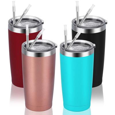 China Viable Insulated Coffee Mug Powder Coating 20oz Vacuum Stainless Steel Tea Tumbler With Double Lid Wall Leak Proof Office Thermos Mug for sale