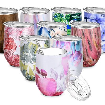 China Water Viable Heat Transfer Printing Pattern Stainless Steel Vacuum Wine Tumbler Cup Sublimation Coffee Double Wall Insulated Mug 12oz for sale