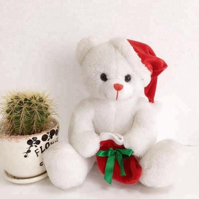 China Stuffed& cute lovely plush toy teddy bear stuffed toy with red santa hat and socks for Christmas for sale