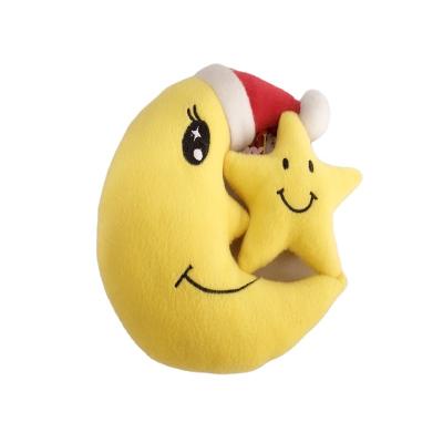 China Lovely Mini Plush Stuffed Plush Moon And Star Toy For Christmas Gifts For Santa Hat for sale