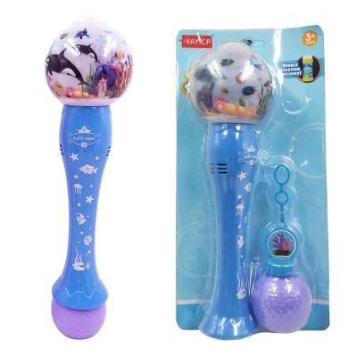 China Summer Outdoor Bubble Soap Bubble Wand Machine Portable Plastic Colorful Magic Wand Machine Toys With Music for sale