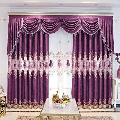 China European Classic High End Blackout Curtain Fabric Chenille Curtains Living Room Bedroom Blackout Curtains Customized for sale