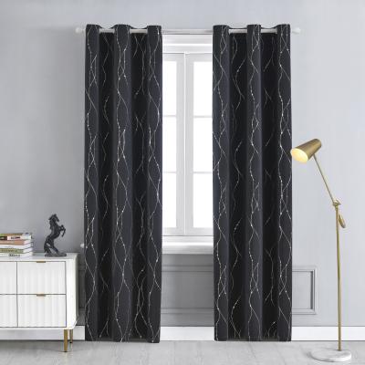 China Customizable Pure Color Blackout Blackout Curtains Foil Line Printed Pattern Wave Curtain Wholesale Home Curtain Drapes for sale