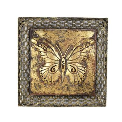 China 33*33cm Antique Iron Gold Bronze Butterfly Metal Wall Hanging For Home Ministry for sale