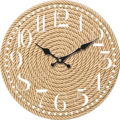 China Art Pattern Plants Roman Numerals Antique Metal Style Clock Elegant Wooden Wall for sale