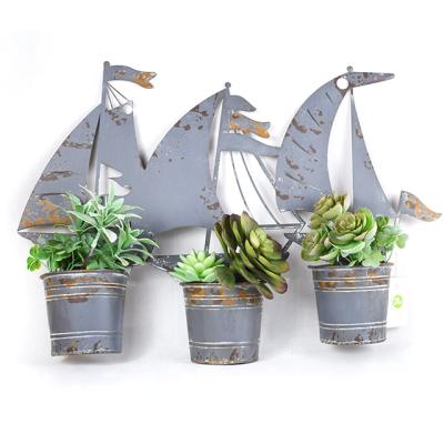 China Europe Garden Flower Pots Flower Rack Wall Hanging Planter Iron Metal Planter 10835 for sale