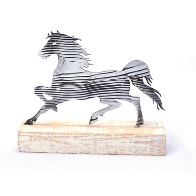 China 11157 Christmas Home Decoration Room Decor Wooden Iron Animal Animal Black White Horse for sale