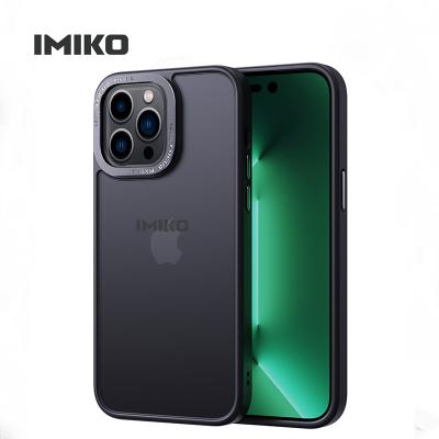 China IMIKO Shockproof Metal Shockproof Camera Matte Translucent For iphone 14 pro case 14 max luxury case with metal logo for sale