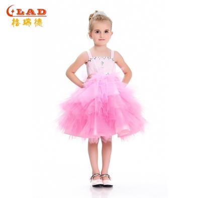 China Anti-wrinkle OEM Layered Sleeveless Holiday Pink Kids Prom 2-12 Years Baby Summer Birthday Dresses Girls Princess Wedding Party Dresses For for sale