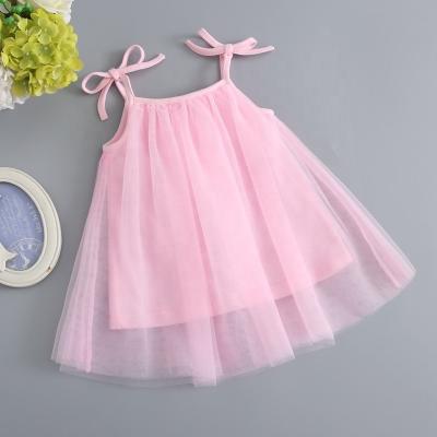 China New Anti-wrinkle fashion spaghetti tie summer baby dresses for 0-24 months tutu dress Tulle for sale