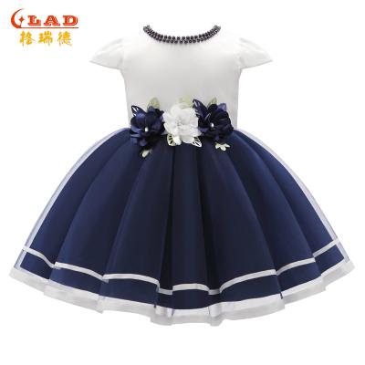 China 2021 Anti-wrinkle Fashion Crew Neck Spring and Autumn Sleeves Princess Flower Baby Girl Dresses for sale