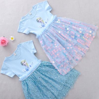 China Factory Supplier Prinses Breathable Girl Dress One Layer Single Layer Tulle Sequins Skirt 6 Years Old Girls Casual Dresses for sale