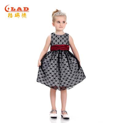 China Anti-wrinkle workmanship elegant lace satin kids dresses sleeveless girl party kids girls formal dresses for sale