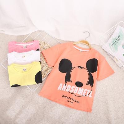 China Summer Causal Peach Anti-pilling Short Sleeve Tee Kids Clothes Cotton Baby Kids Tops Girls T-shirts for sale