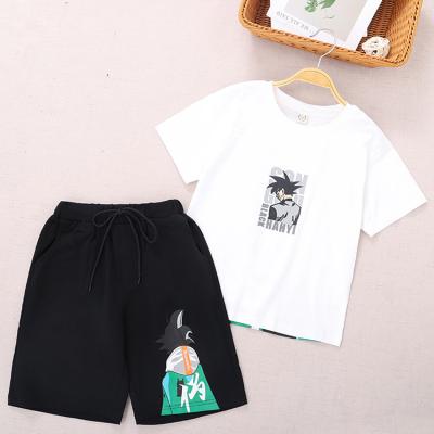 China Summer Casual Hot Sale Children's Clothing Sets 2Pcs Kids Clothes Design Cartoon Baby Boy T-shirt Sets for sale