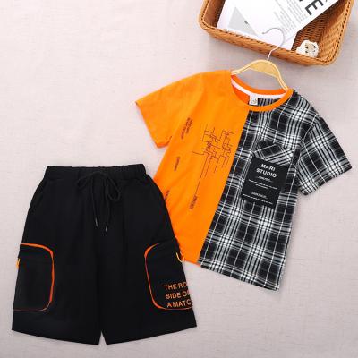 China Good Casual Shorts Sleeves T Shirt Shorts Drawstring Boys Summer 2 Pieces Outfits Boys Clothing Sets for sale