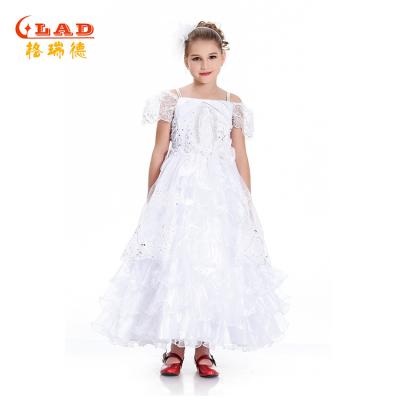 China Factory Sale Ruffle Lace Sleeves Ruffle Lace Sheaths Girls Sequins Ball Gown First Dress Holy Communion Dresses For Girls for sale