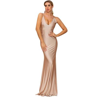 China Elegant Strap Design Women Evening Party Dress Breathable Evening Dress With Deep V-Neckline for sale