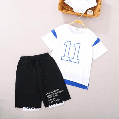 China Wholesale Casual Kids Clothes Baby T-shirt Embroidery Summer Clothing Boy Sets And Shorts Drawstring for sale