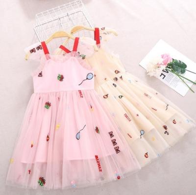 China Breathable Summer Embroidered Tulle Girls Dresses 2-12 Birthday Party Casual Outfits For 10 Years Girl Sleeveless for sale