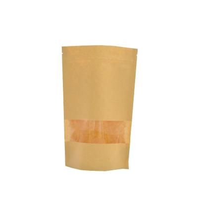 China Brown Kraft Paper Three Stand Recyclable Compound Biodegradable Paper Zip Lock Bags for sale