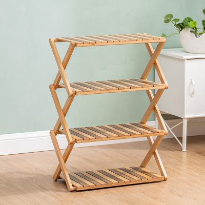 China 3 Layers Outdoor Camping Shelf Color Camping Picnic Storage Rack Portable Bamboo Storage Rack Wood Rack for sale