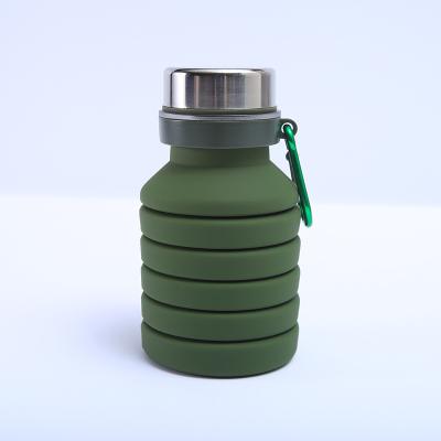 China Mountain Running Cycling Increasing Silicone Travel 550Ml Beverage Collapsible Portable Recyclable Collapsible Silicone Water Bottle Eco Friendly for sale