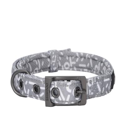 China Dogness Sensitive Appearance Dog Collar Padded Gray Adjustable Reflective Medium Pet Collar for sale