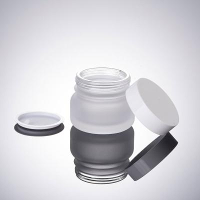 China 50g Skin Care Cream Glass Cosmetic Jar For Cosmetic Packaging Jar Crema Jar Glass Matte Handling for sale