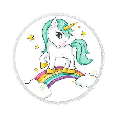 China Funny Puff Character Christmas Unicorn Round Beach Towels Favor Pill Character for sale