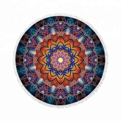 China Funny High End Character Mandala Microfiber Adult Round Beach Towels QUICK DRY for sale