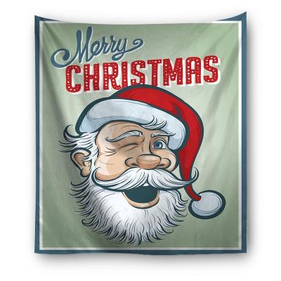 China Simple Custom Tapestry Wall Hanging Antique Christmas Eve LED Tapestry Santa Claus Tapestry for sale