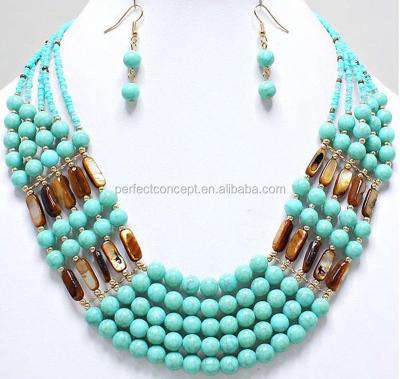 China Acrylic Handmade Multi Rows Necklace Beads And Acrylic Shell Necklace for sale