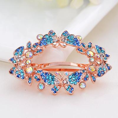 China Quality Soft Luxury Fashion Claw Metal Butterfly Colored Glass Stone Hair Clips For Girls Accessories for sale