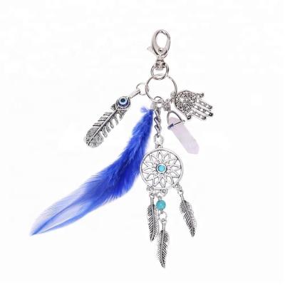 China Evil Eye Catcher Charm Metal Customized Natural Stone Dreamy Key Chain for sale