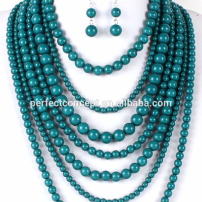 China Eco-Friendly Costume Jewelry Necklace And Earring Set Fashion Pearl Multilayer Long Beaded Necklace for sale