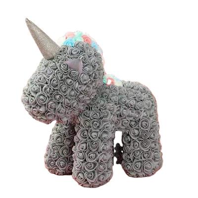 China Artificial Pe Plant Pe Rose Unicorn Valentines Day Mother's Day Gift Wedding Decoration Foam Flower Bear Unicorns for sale