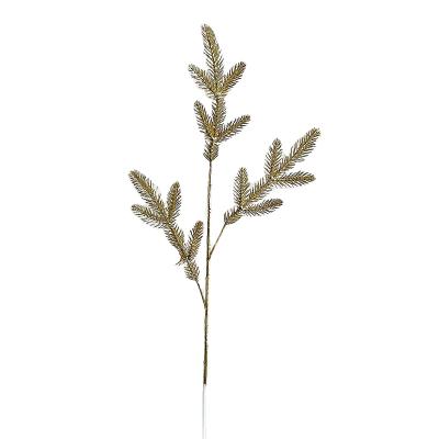 China Pine Plastic Golden Branch Wedding Home Decoration Artificial Flowers for sale