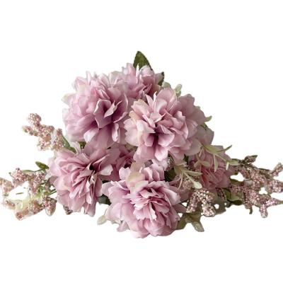 China Hot Selling Artificial Silk Hydrangea For Wedding Home Decor Plastic Stem Artificial Flower Colorful Silk Hydrangea for sale